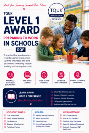 TQUK L1 Award in Preparing to Work in Schools