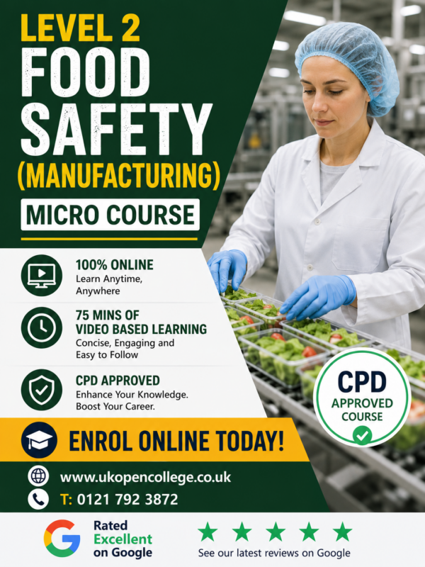 Level 2 Food Safety Manufacturing Micro Course