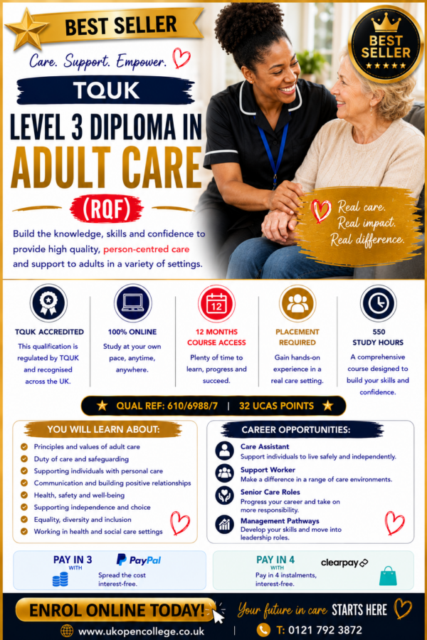 TQUK Adult Care Level 3 Diploma Course